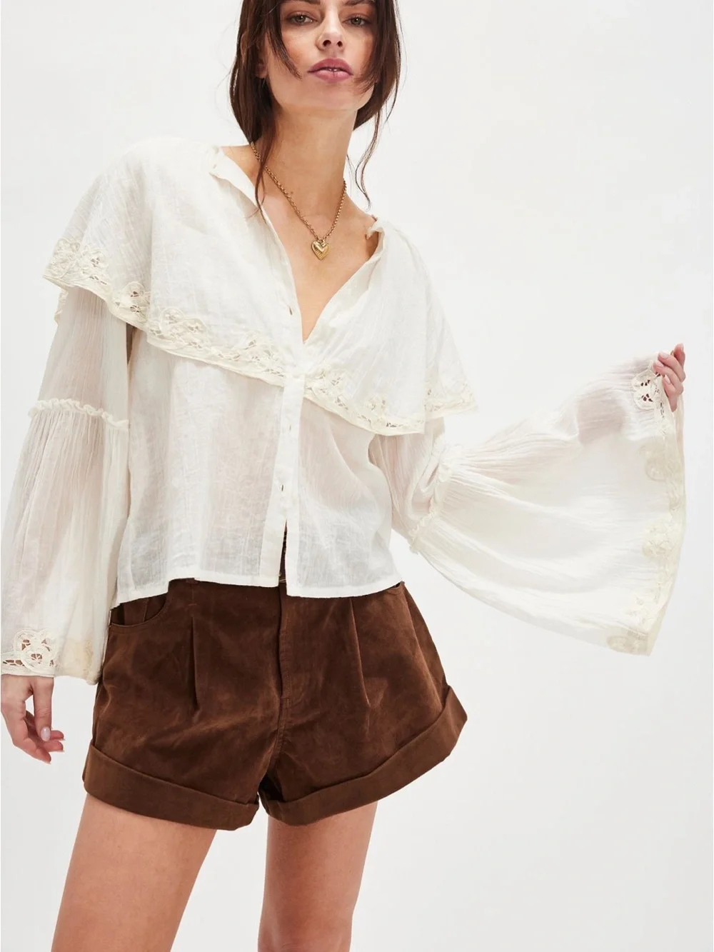 NWOT Free People Riley Battenburg Blouse - Picture 2 of 6